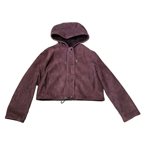 THEORY***Burgundy Reversible Shearling Jacket Coat***Small $2395 - Picture 2 of 10